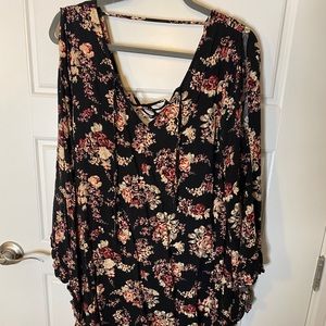 Open shoulder, belle sleeve dress